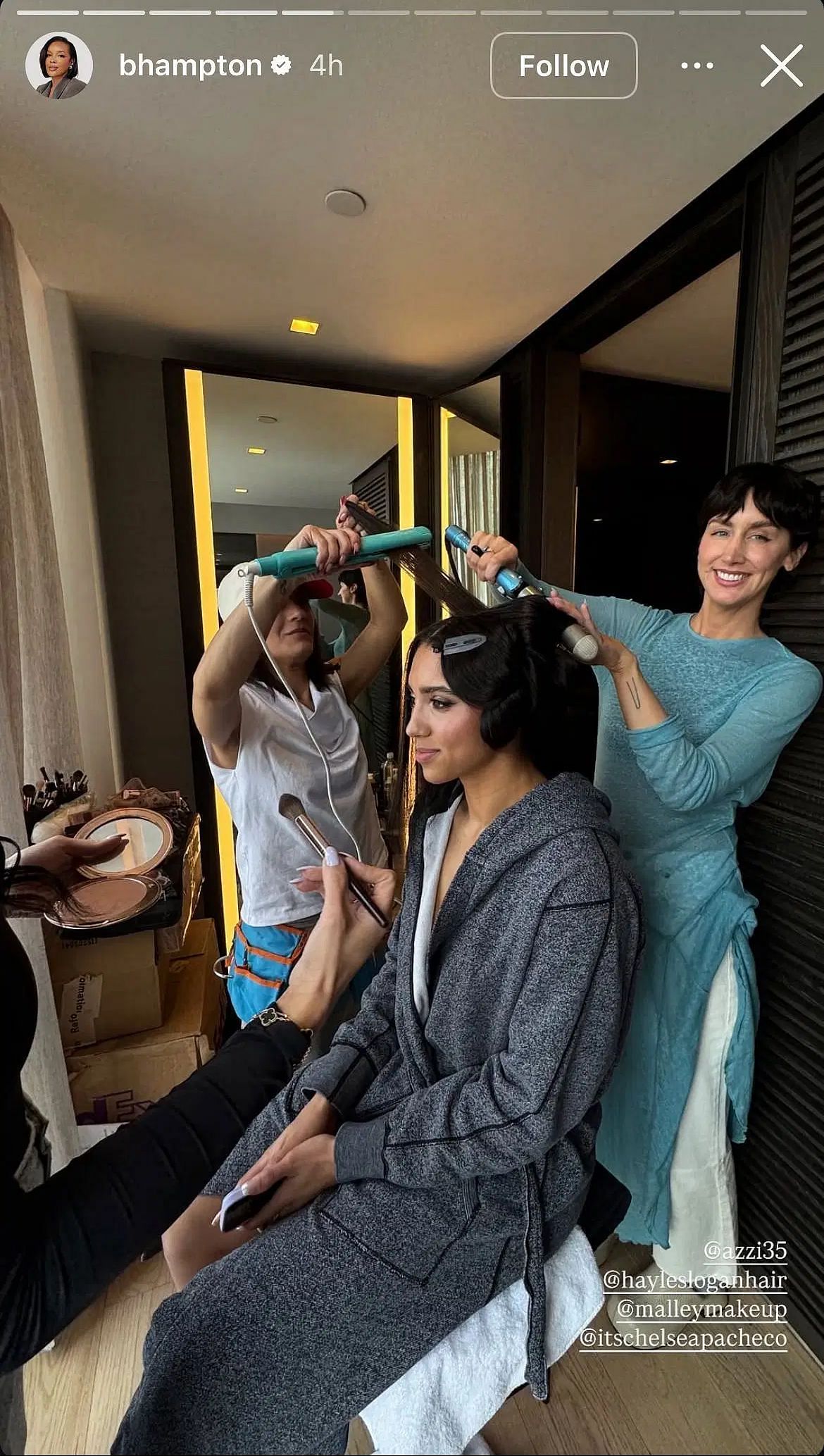 Azzi Fudd gets her hair and makeup done for the WNBA draft